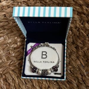 Bella Perlina Silver and Purple Beaded Bracelet